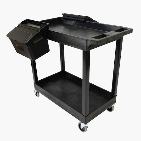 Luxor Two Shelf Cart with Outrigger Bins LUXEC11-B-OUTRIG